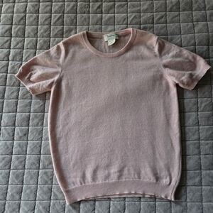 Scottish Cashmere Short Sleeve Sweater Light Pink. Size S Womens. Neiman Marcus